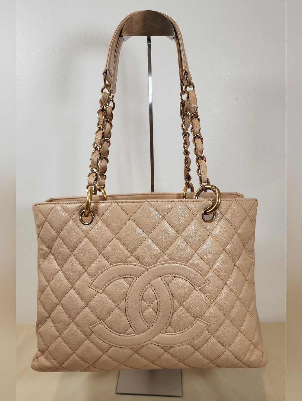 Chanel 2008-2009 Grand Shopping Tote. Minor Fade On Hardware.
